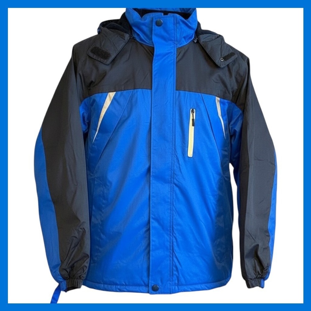 NWOT Pasuxi Mens Blue Black Hooded Winter Jacket Coat Size XL